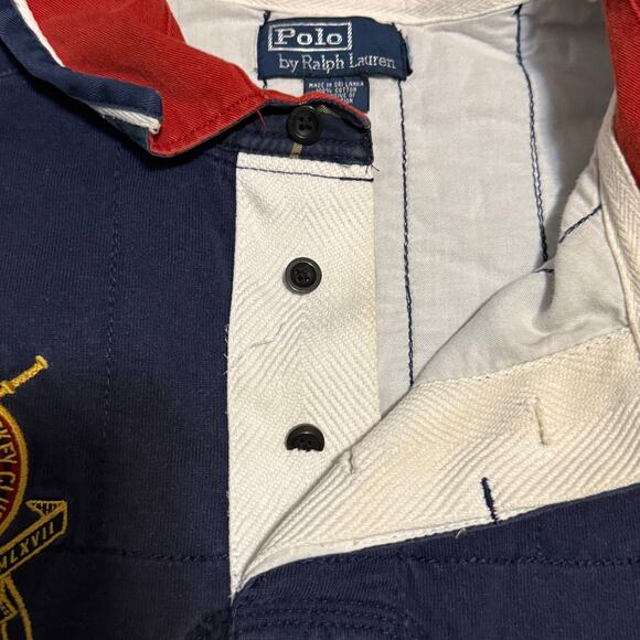 Vintage Polo Ralph Lauren Gold Crest Big Pony Rugby Shirt Size 2XL/3XL - Picture 6 of 9